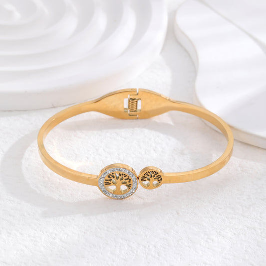 Retro Tree Shape  Gold Plated Bangle