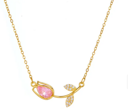 Dainty Tulip Pendant Necklace