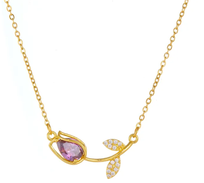 Dainty Tulip Pendant Necklace