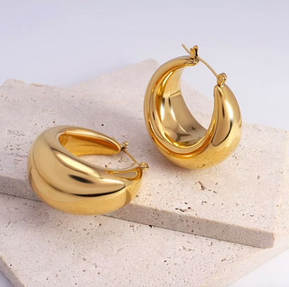 Chic Chunky Half Hollow Round Circle Hoop Earring