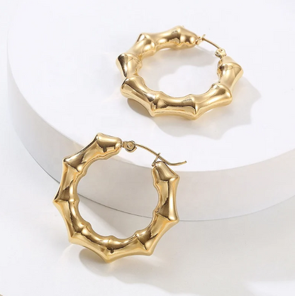 Small Bamboo Hollow Hoop Earrings