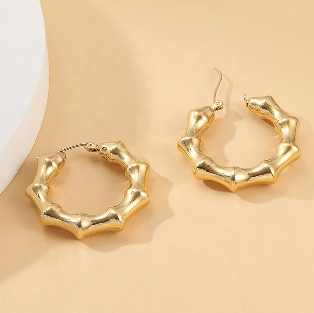 Small Bamboo Hollow Hoop Earrings