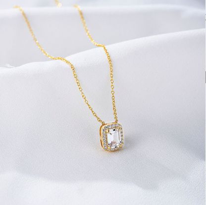 Geometric Square Diamond Pendants Necklace