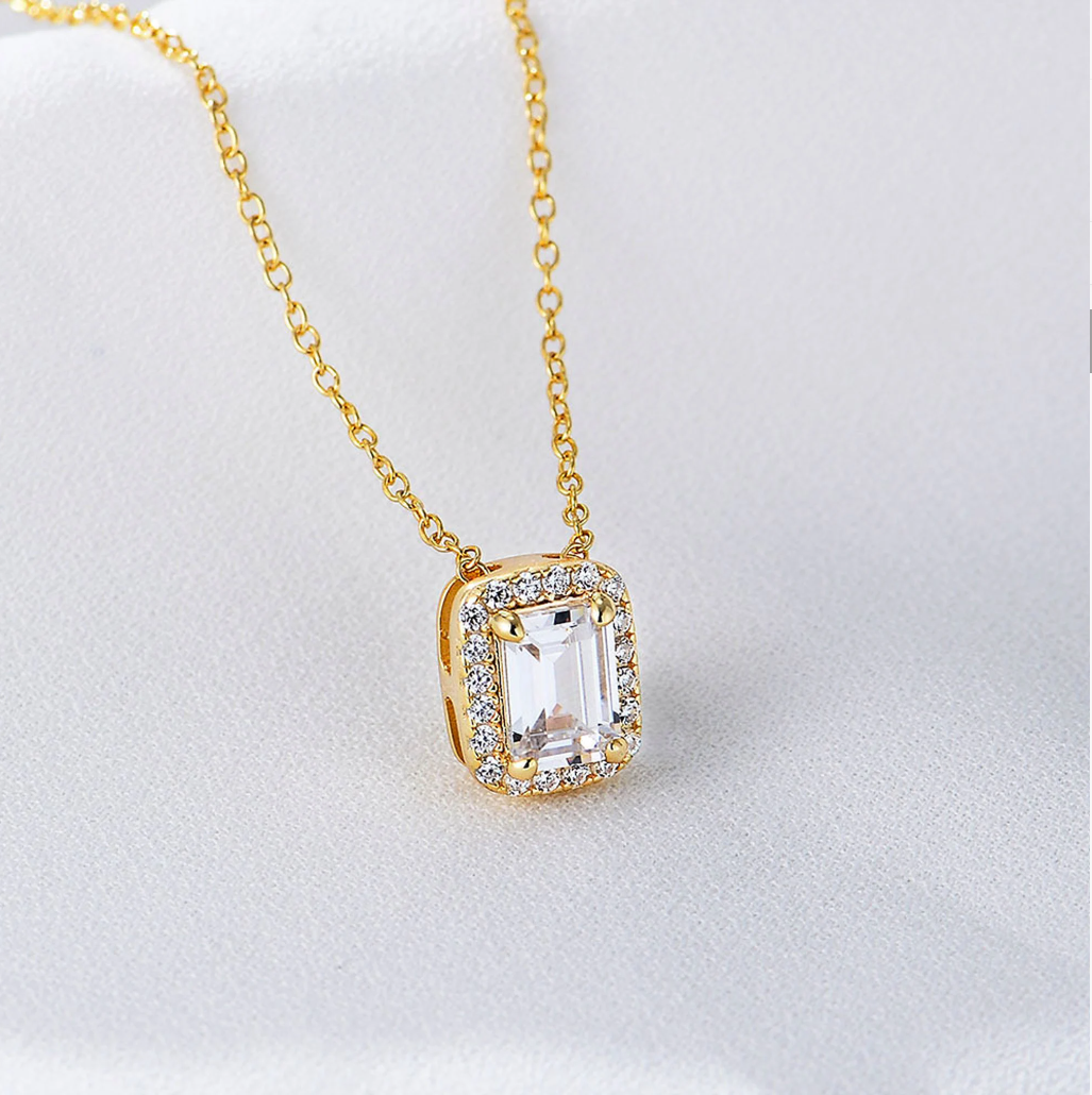 Geometric Square Diamond Pendants Necklace