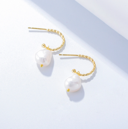 C Shape Baroque Pearl Earrings