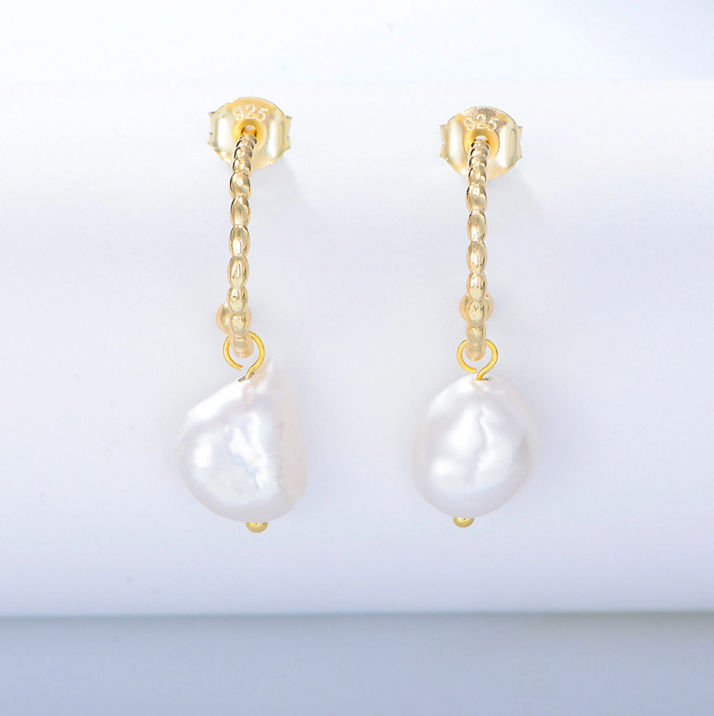 C Shape Baroque Pearl Earrings