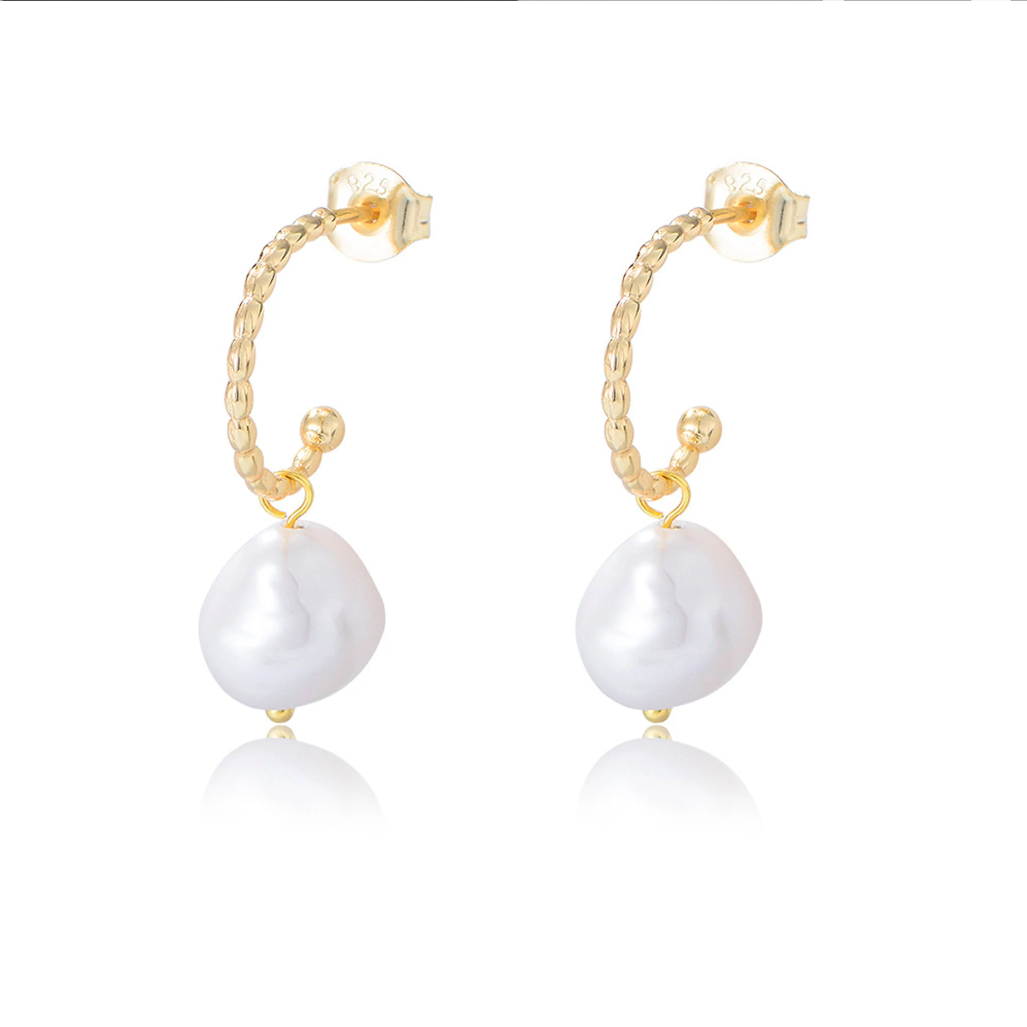 C Shape Baroque Pearl Earrings