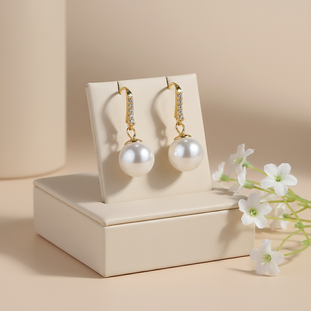 Dainty Pearl Line Drop Earrings