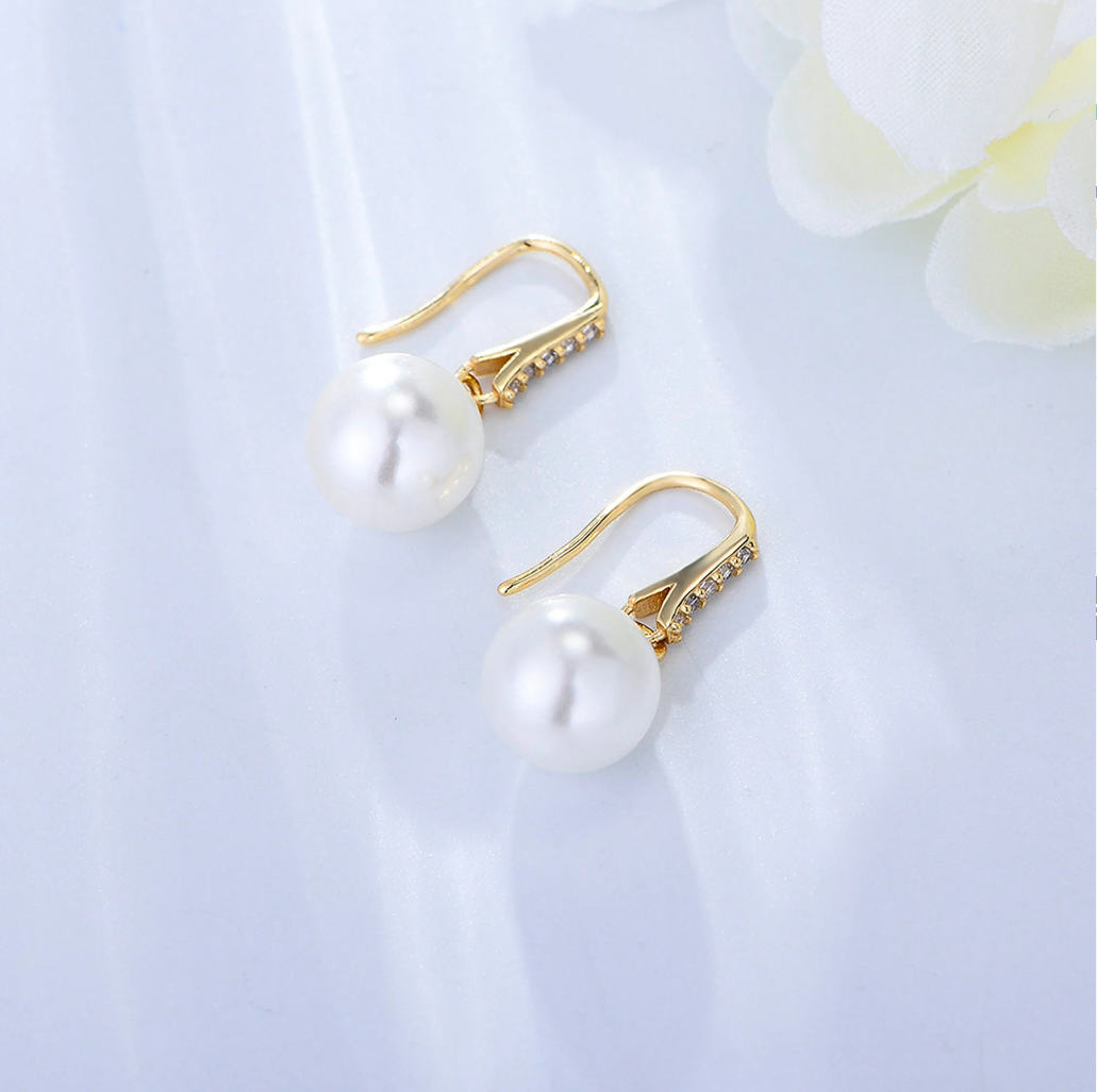Dainty Pearl Dangle Hook Earrings