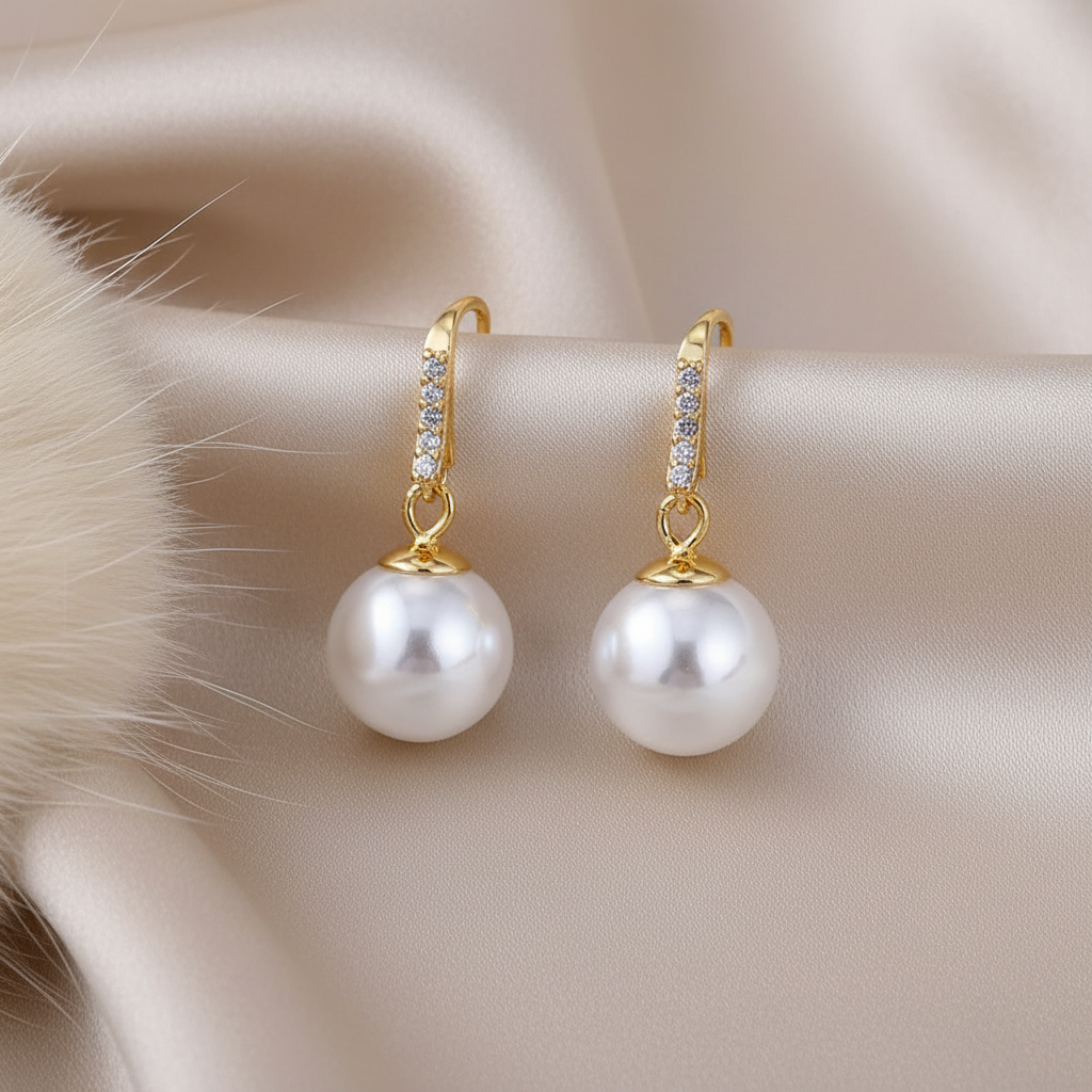 Dainty Pearl Line Drop Earrings