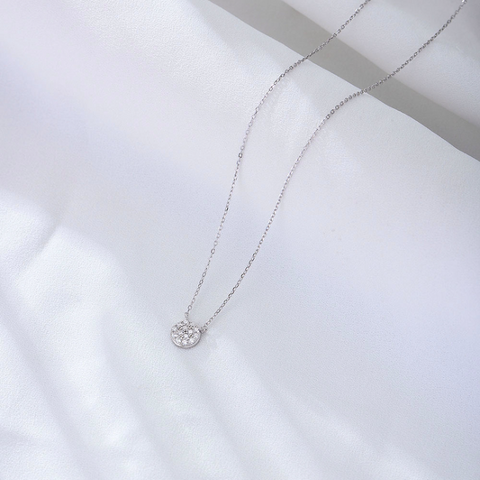 Circle Disk Silver Pendant Necklace