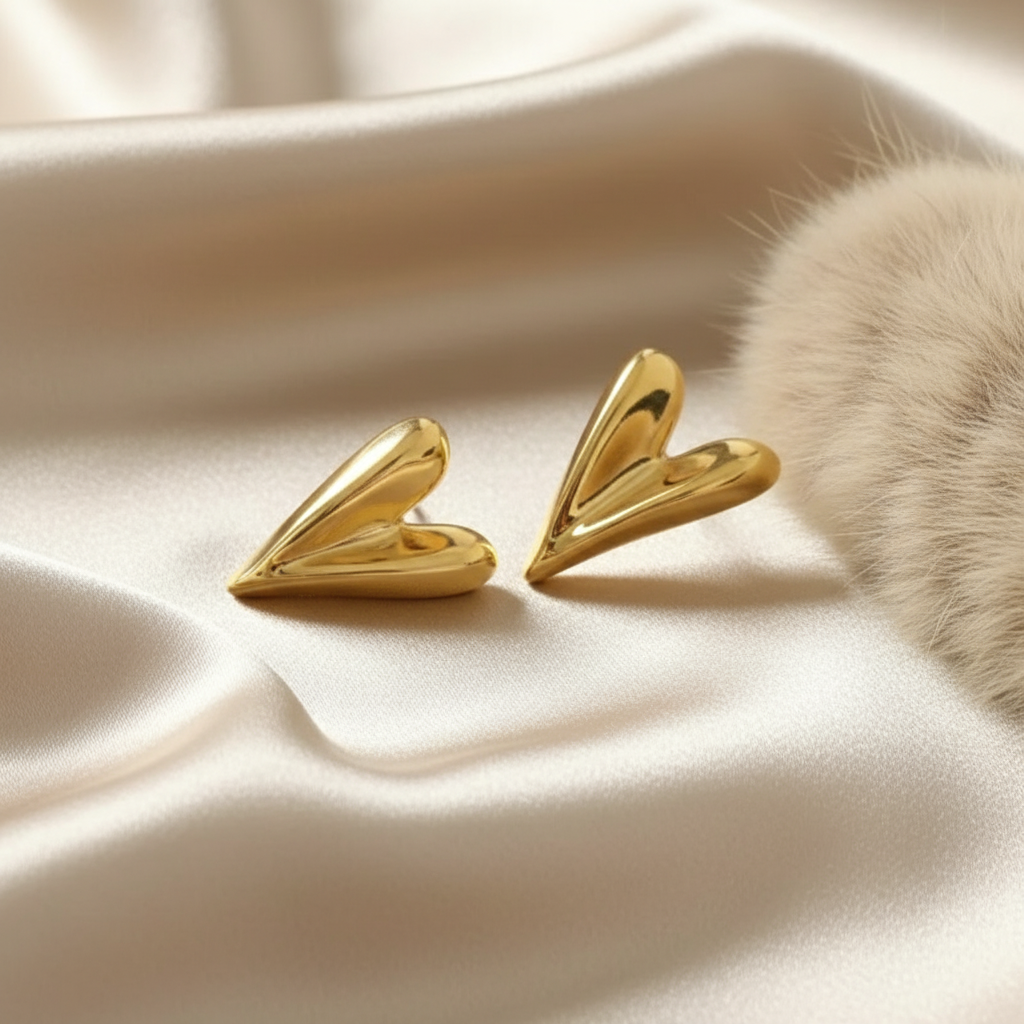 Sharp Luxe Heart Studs