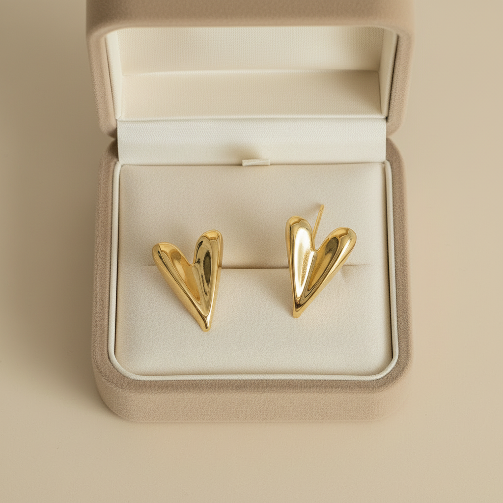 Sharp Luxe Heart Studs