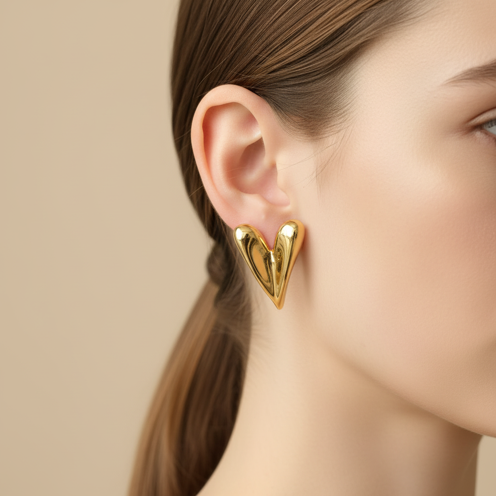 Sharp Luxe Heart Studs