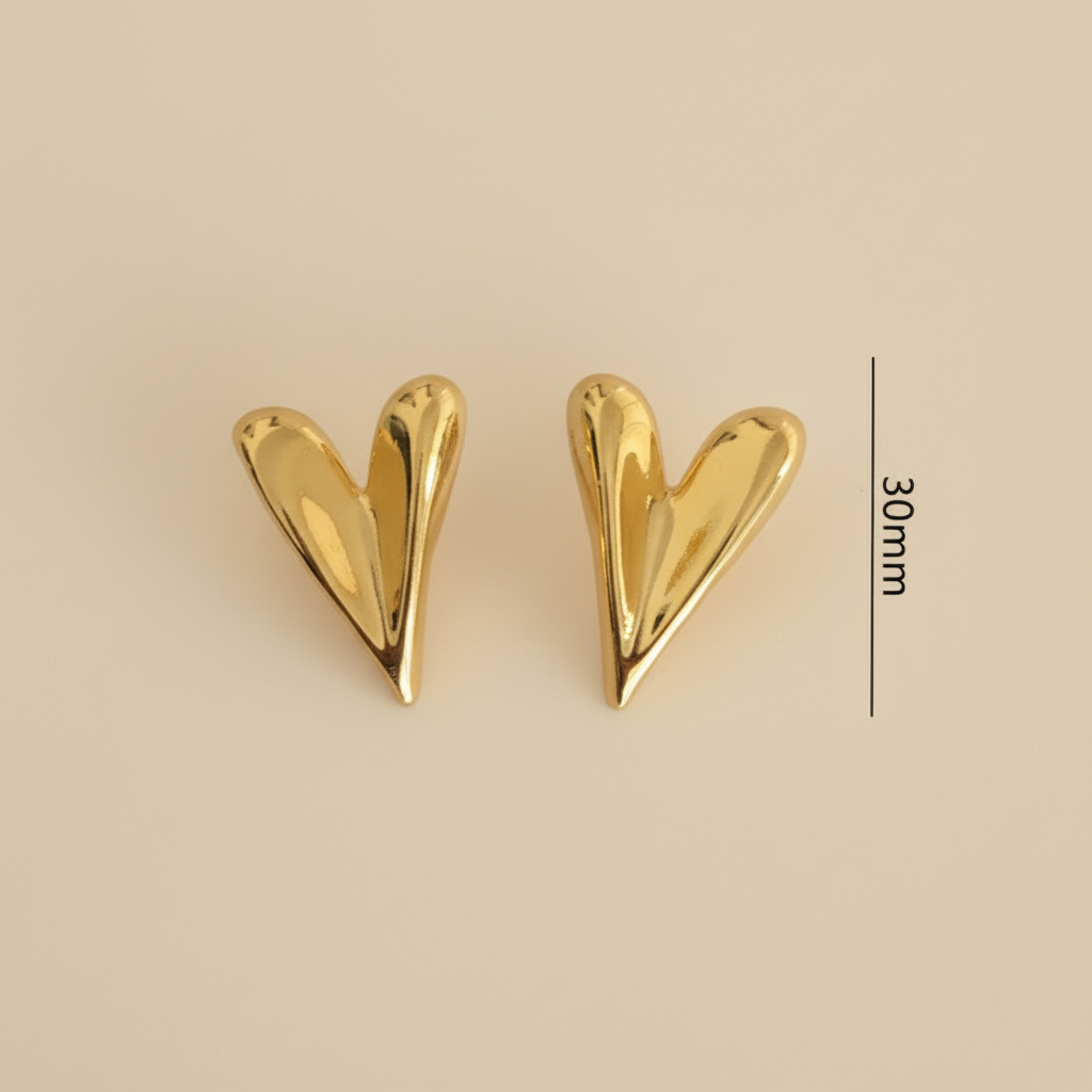 Sharp Luxe Heart Studs