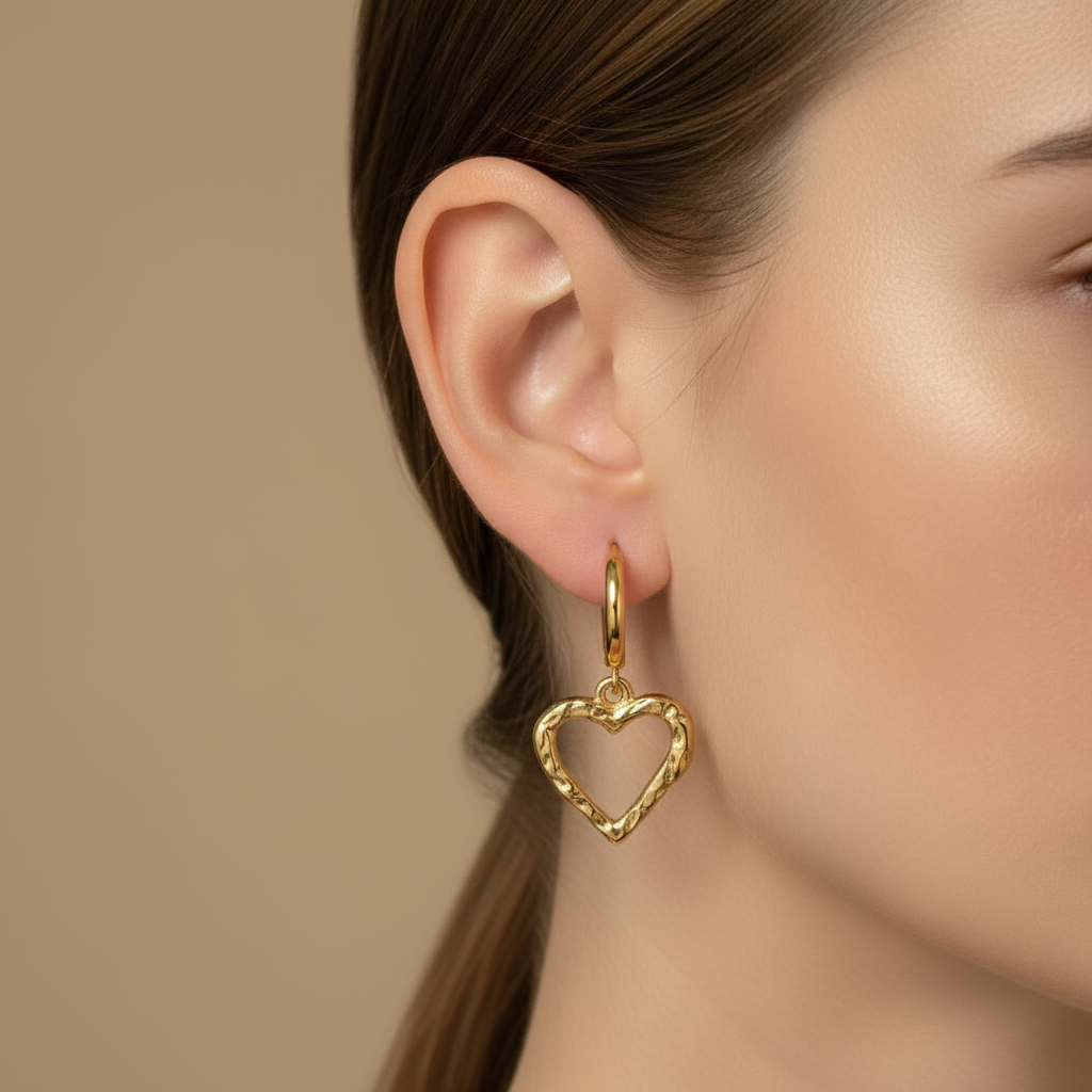 Bamboo Heart Hoop Earring