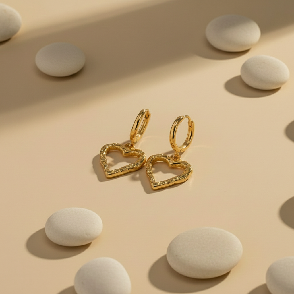 Bamboo Heart Hoop Earring