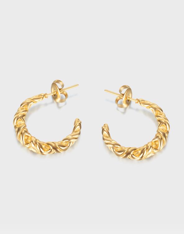 Twisted Croissant Texture Hoop Earrings