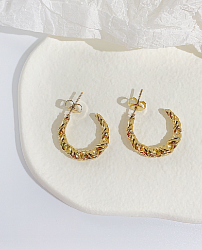 Twisted Croissant Texture Hoop Earrings