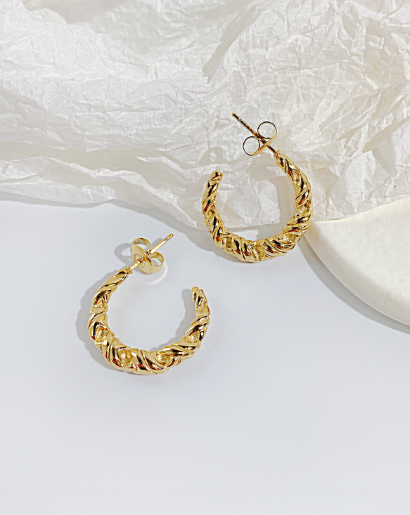 Twisted Croissant Texture Hoop Earrings