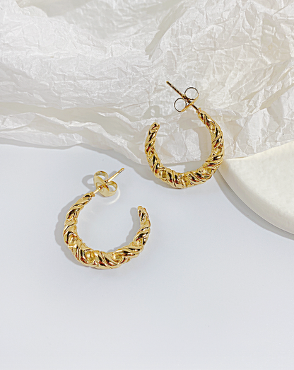 Twisted Croissant Texture Hoop Earrings