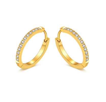 Hoop Earrings with White Crystals