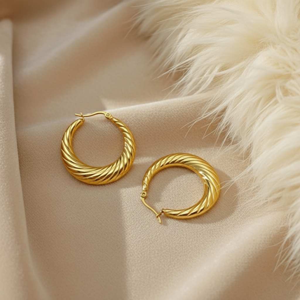 Round Thread Hoop Earring