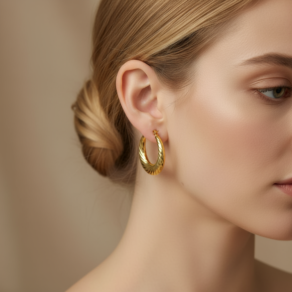 Round Thread Hoop Earring