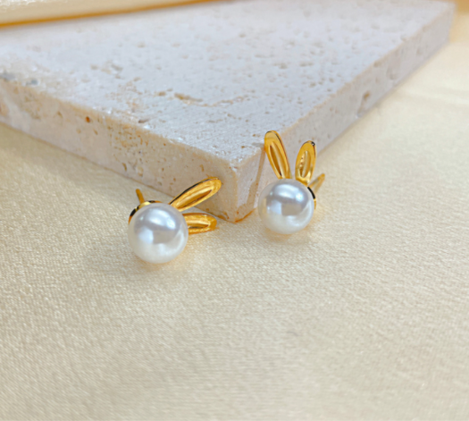 Cute Rabbit Style Faux Pearl Stud Earrings