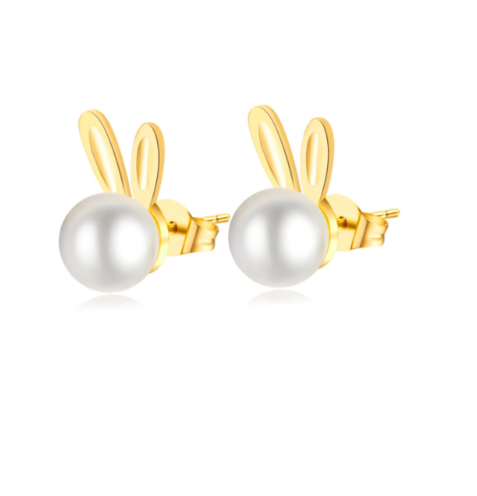 Cute Rabbit Style Faux Pearl Stud Earrings