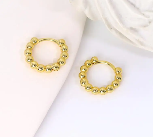 Round Bead Hoop Earring