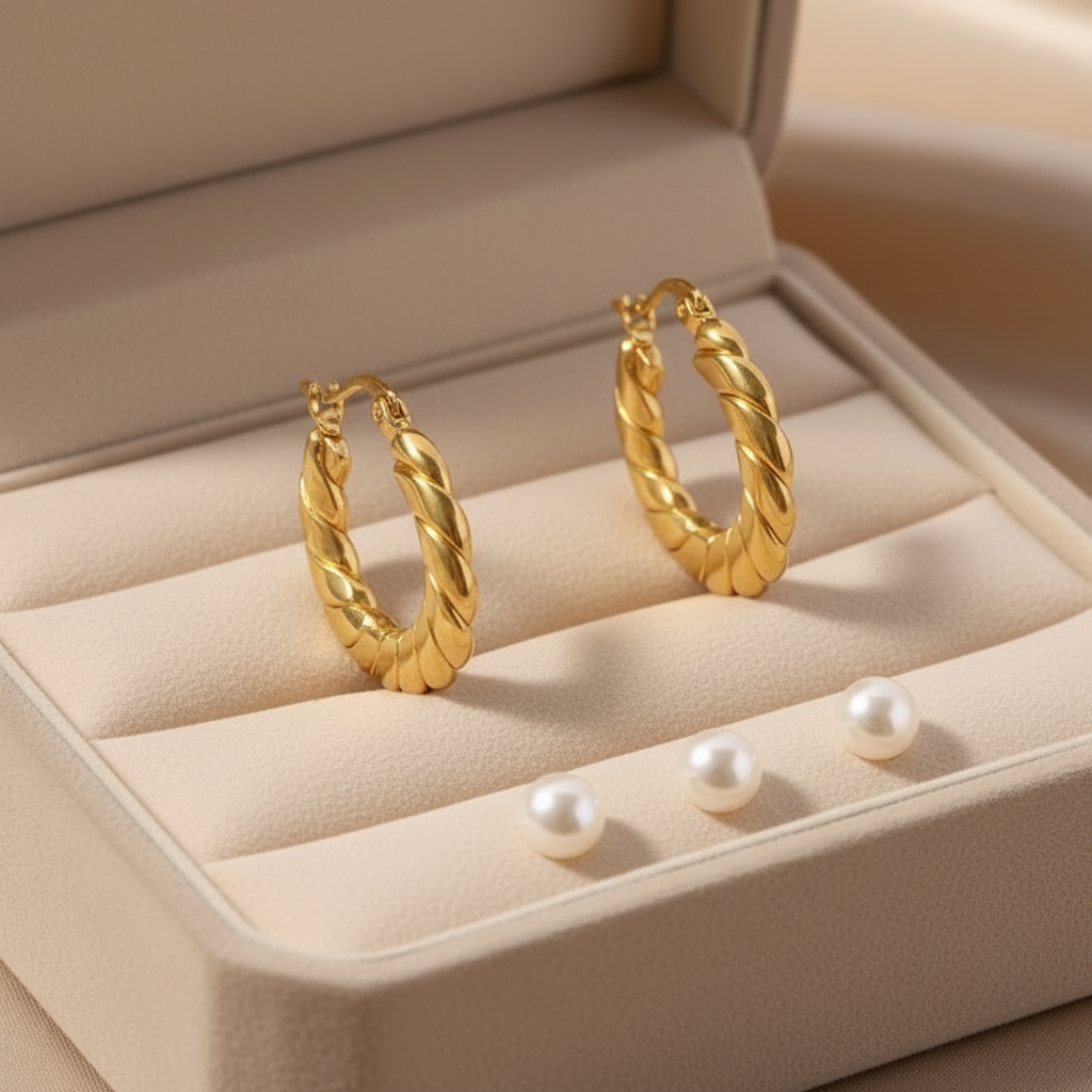 Curved lines Hoop Earring