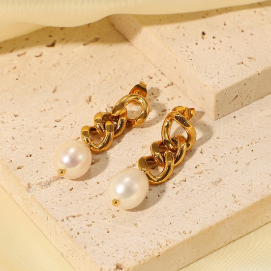 Freshwater Pearl Chain drop Earring