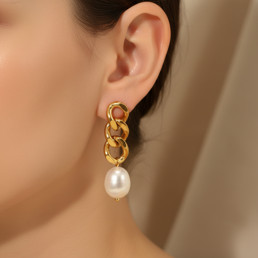 Pearl Chain Drop Earring
