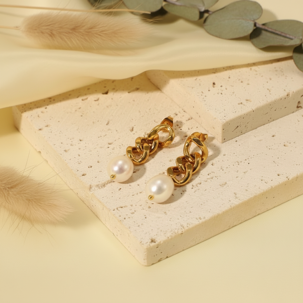 Pearl Chain Drop Earring