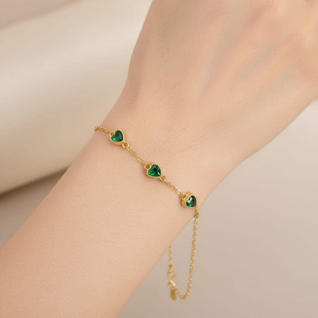 Emerald Hearts Bracelet