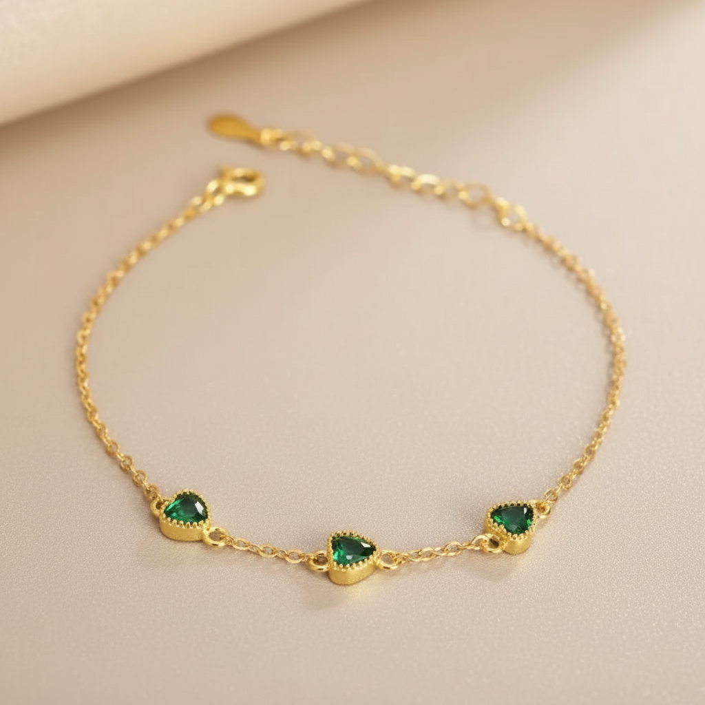 Emerald Hearts Bracelet