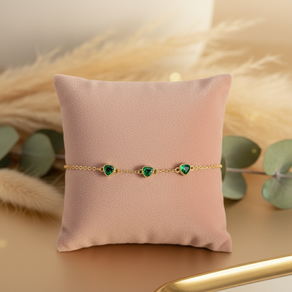 Emerald Hearts Bracelet