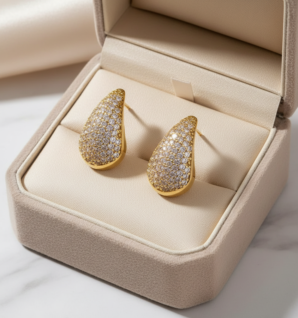 Aqua Gleam Diamond Drop Earrings