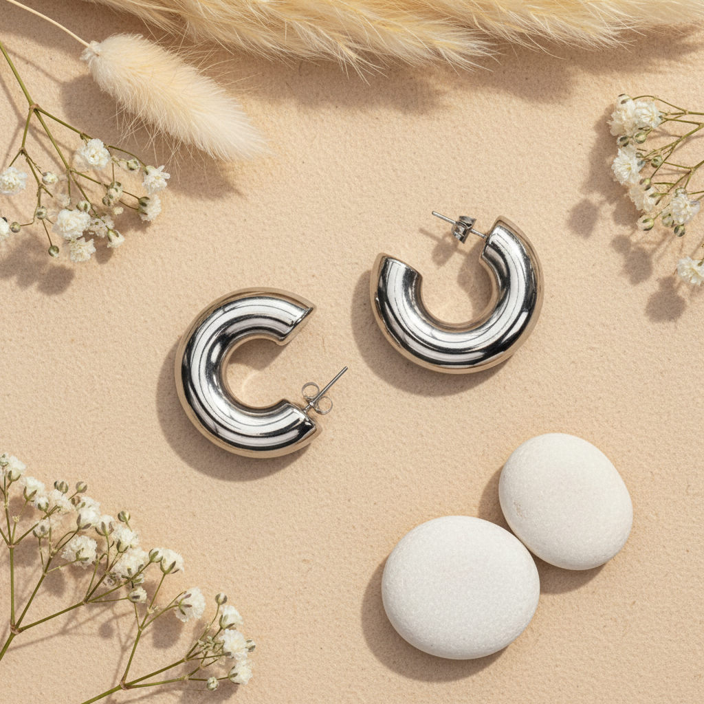 Thick C-shaped Hoop Earring