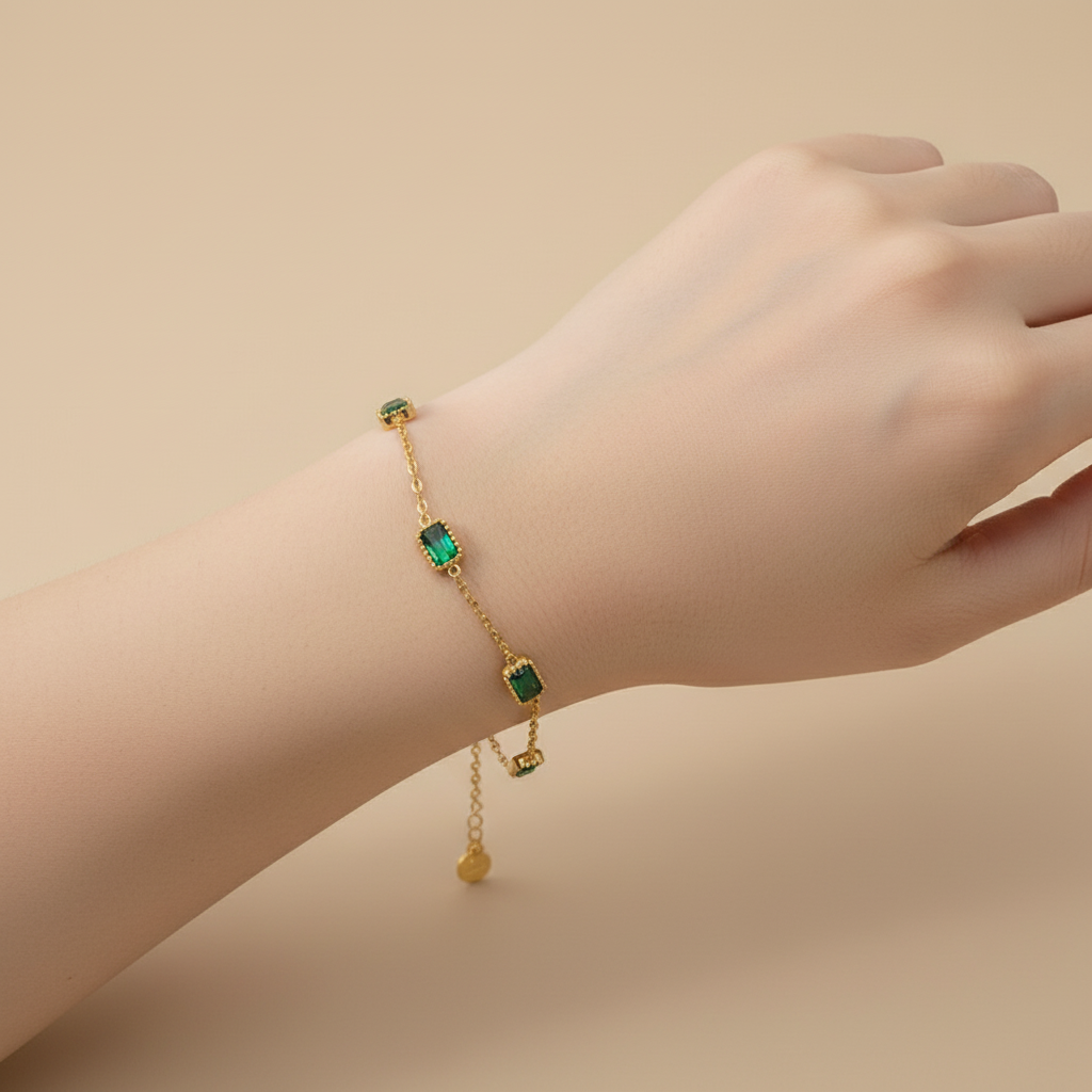 Emerald Blocks Bracelet