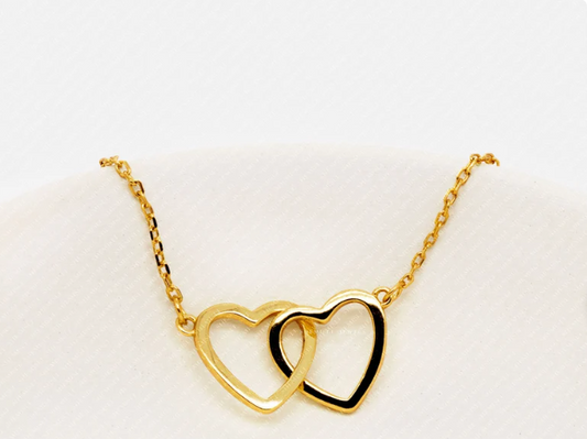 Two Interlocking  Hearts Necklace