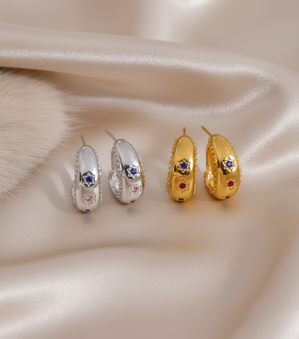 C Shape Star Drop Earring