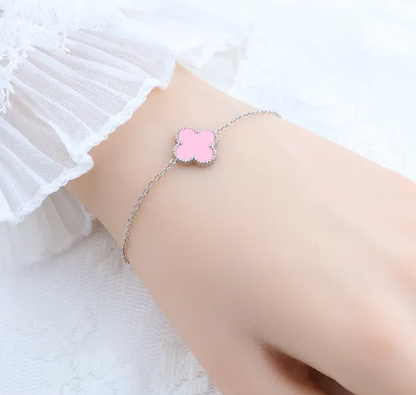 Four Leaf Clover Silver Bracelet