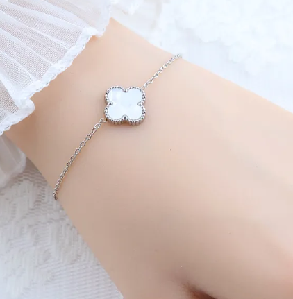 Four Leaf Clover Silver Bracelet