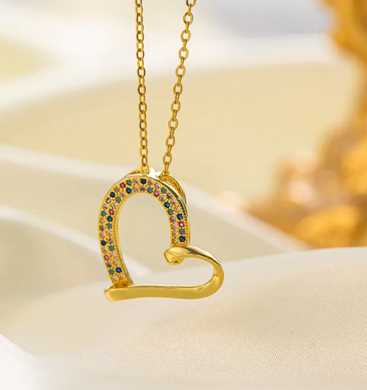 Colorful Crystals Love Pendant Necklace