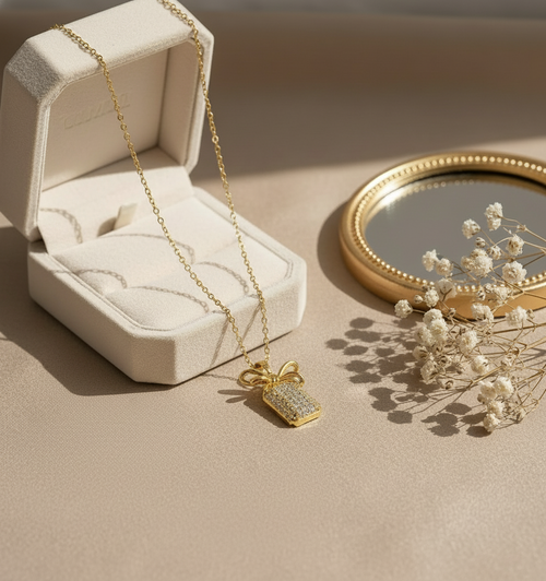 Bow Square Necklace