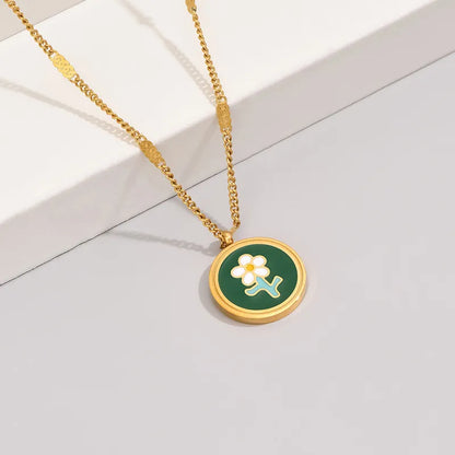 Round Flower Shaped Pendant Necklace