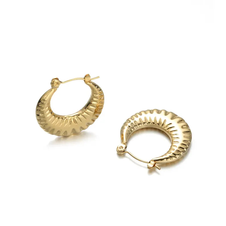 Round Contemporary Twist Hoop Earring