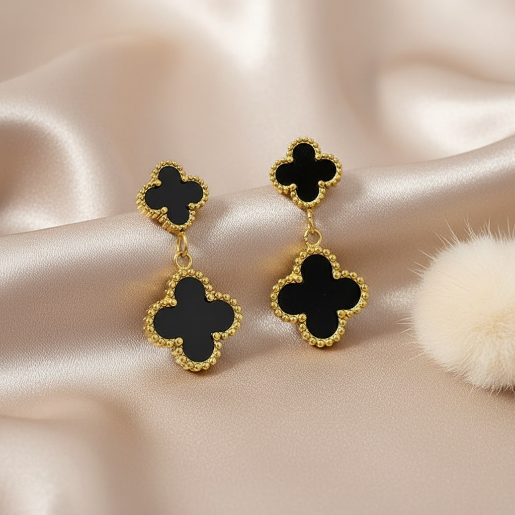 Double Clover Drop Earrings